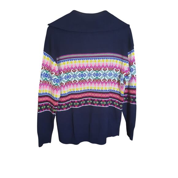 Talbots Womens 1/4 Zip Mockneck Multi Color Fair Isle Sweater Size M NWT - Picture 3 of 7